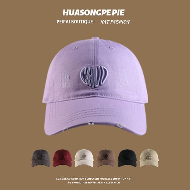 Letter Distressed Cap Embroidered Baseball