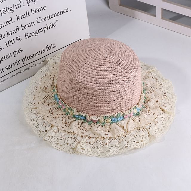Embroidered Hat Boater Trim Flower Lace