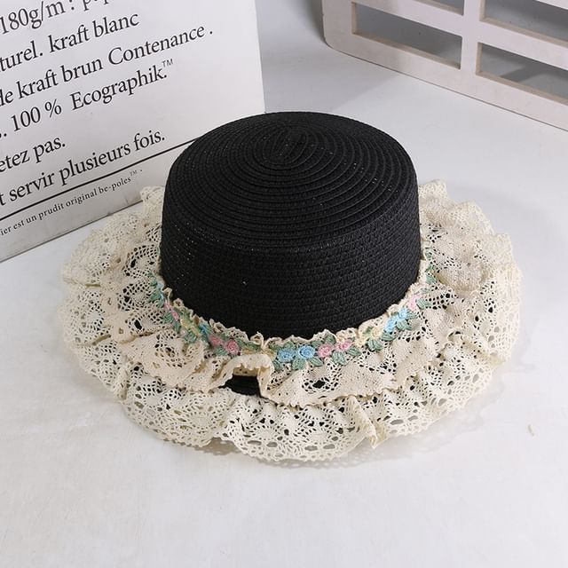 Embroidered Hat Boater Trim Flower Lace