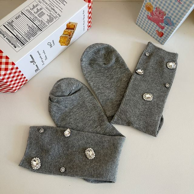 Rhinestone Accent Socks