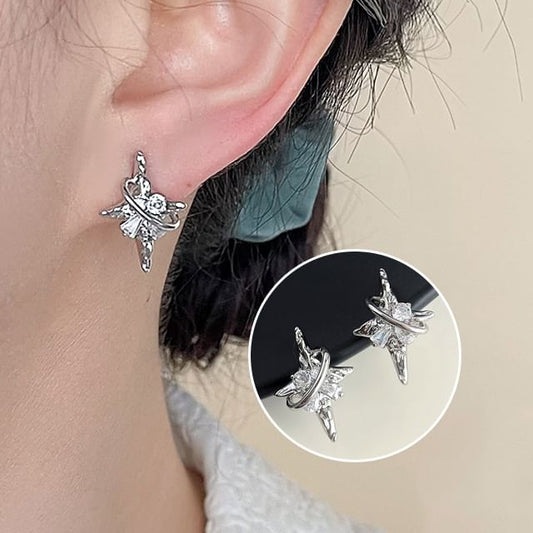 Earring Rhinestone On Clip Star
