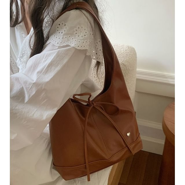 Tote Panel Applique Bow Bag Heart Tie-Up