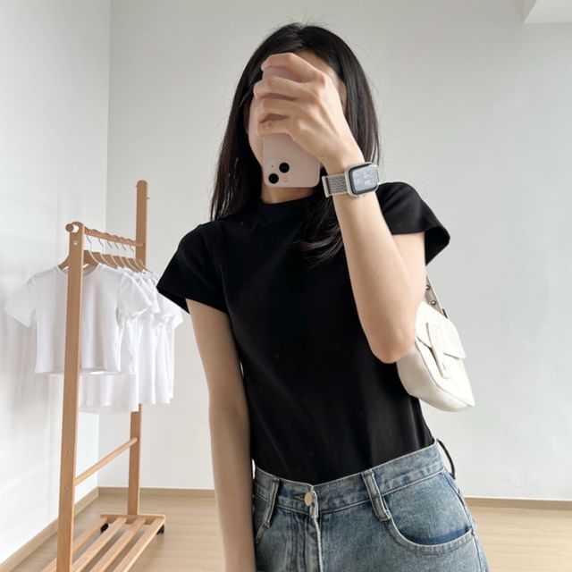Crew T-Shirt Short-Sleeve Neck Plain