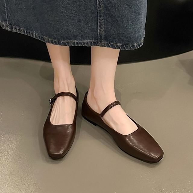 Square Toe Mary Jane Flats