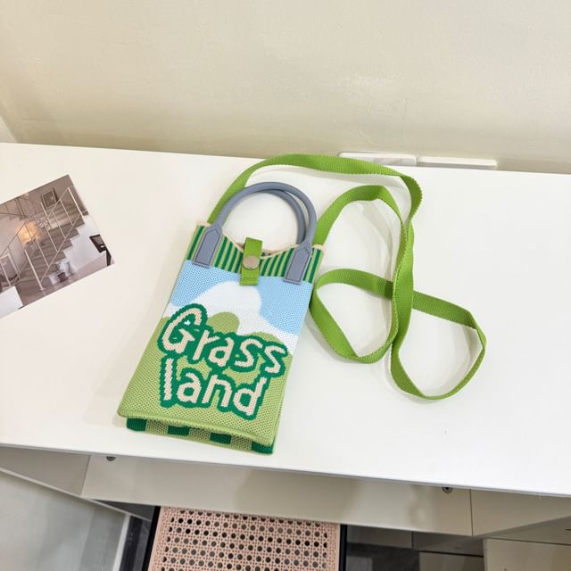 Knit Top Bag Crossbody Handle Print