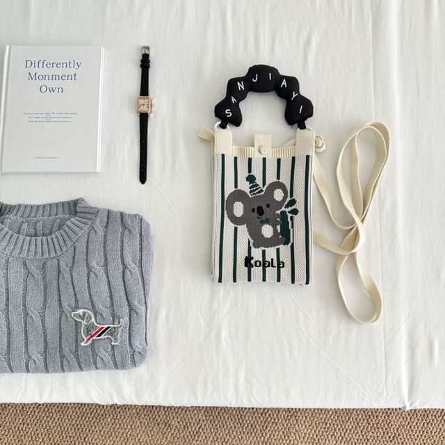 Donut Handle Print Top Cartoon Knit Bag Crossbody