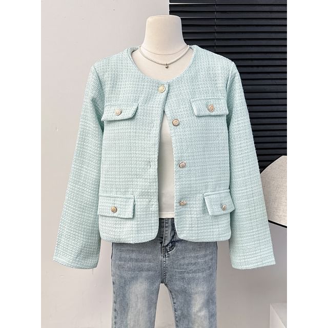 Crew-Neck Tweed Jacket