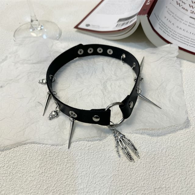 Faux Leather Choker Halloween Pendant