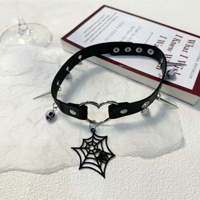 Faux Leather Choker Halloween Pendant