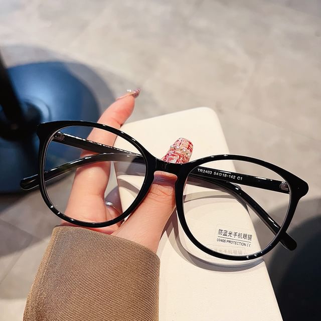 Blue Round Glasses Frame Blocking Light