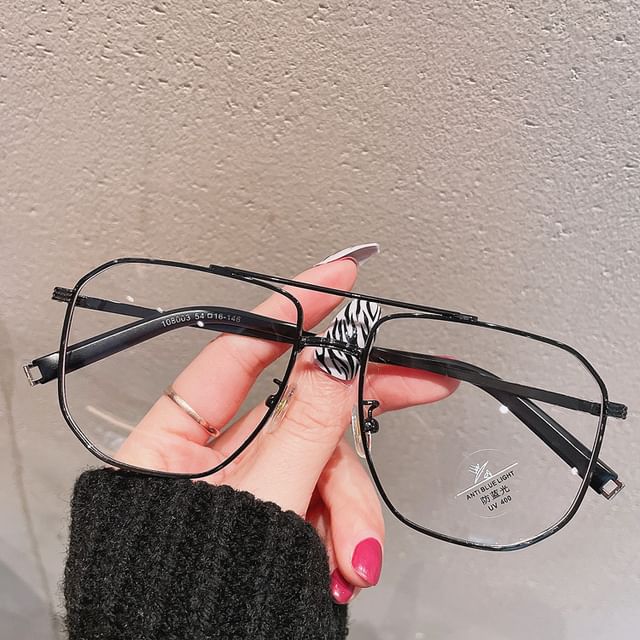 Metal Frame Glasses Light Blue Square Blocking