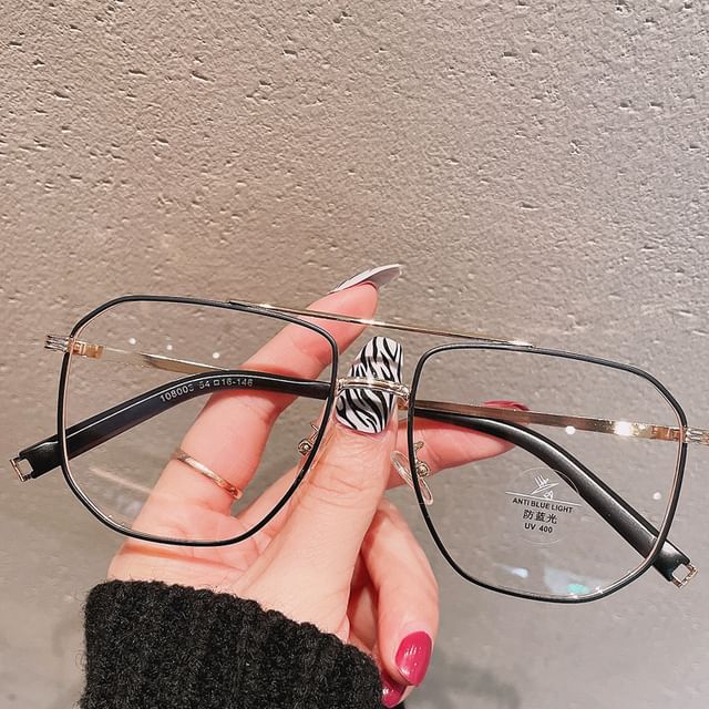 Metal Frame Glasses Light Blue Square Blocking