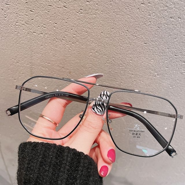 Metal Frame Glasses Light Blue Square Blocking