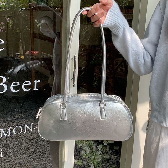 Faux Leather Shoulder Plain Bag