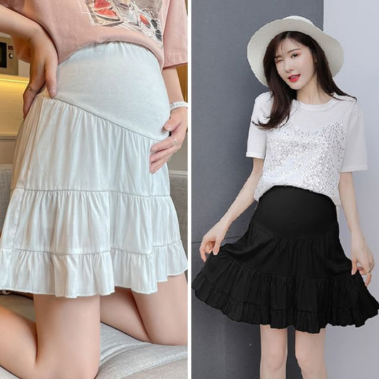Maternity High Rise Solid Mini Flared Skirt