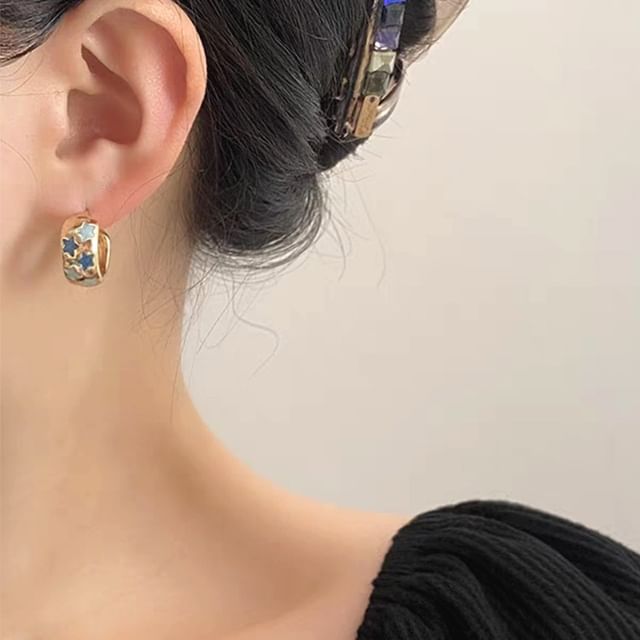 Earring Hoop Pattern Half Star