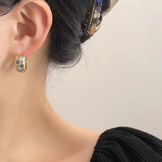 Earring Hoop Pattern Half Star