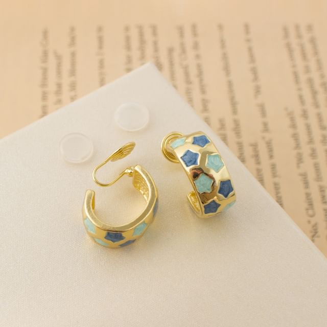 Earring Hoop Pattern Half Star