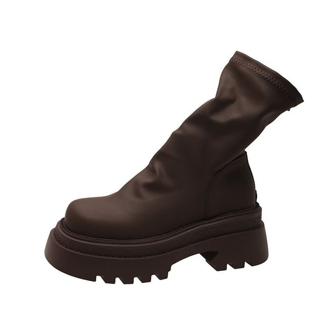 Short Sock Platform Boots Plain