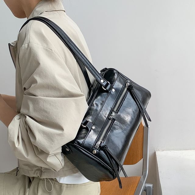 Bag Leather Faux Tote Plain