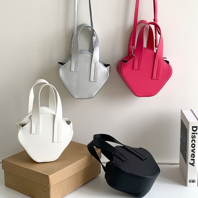 Bag Faux Top Plain Crossbody Leather Handle