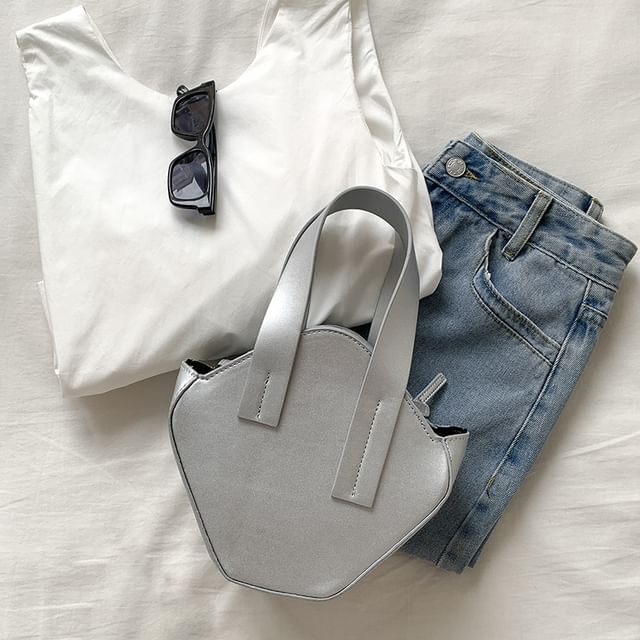 Bag Faux Top Plain Crossbody Leather Handle