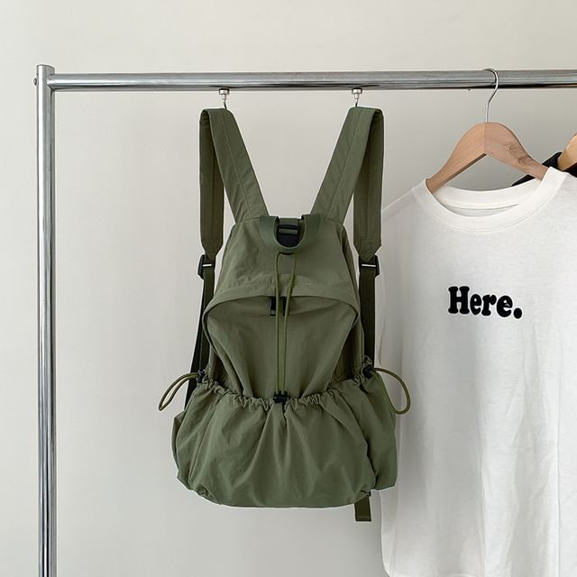 Nylon Drawstring Plain Backpack