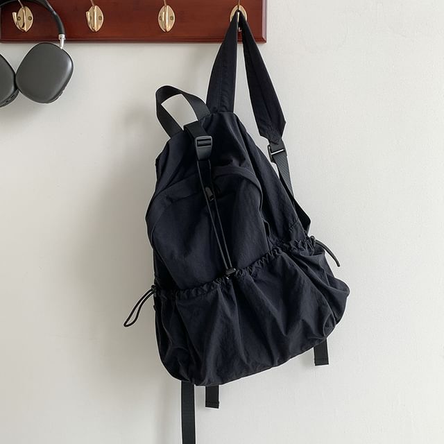 Nylon Drawstring Plain Backpack