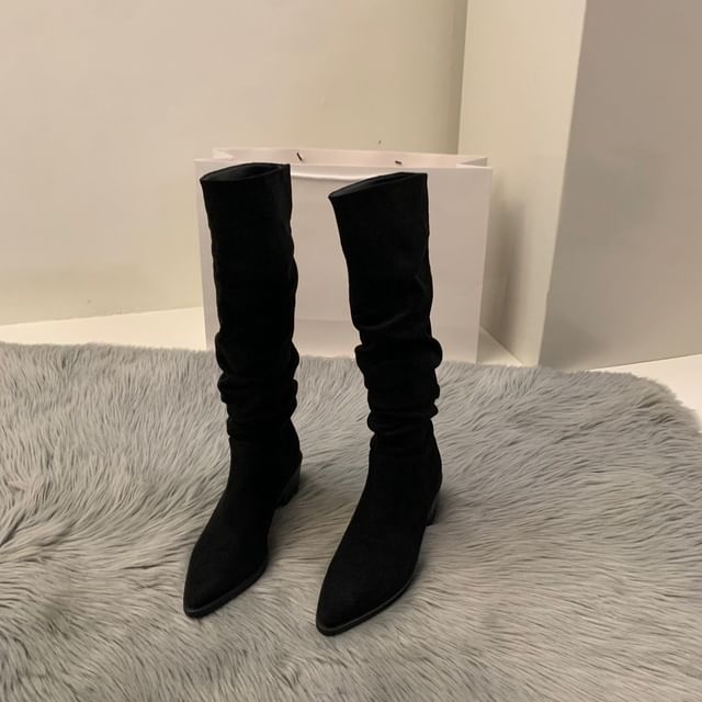 Chunky Heel Tall Boots Pointy