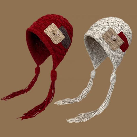 Color Beanie Block Tassel