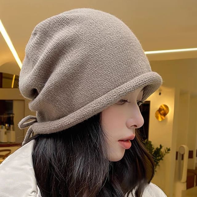 Bowknot Plain Beanie