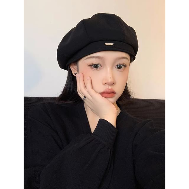 Applique Beret Blend Wool