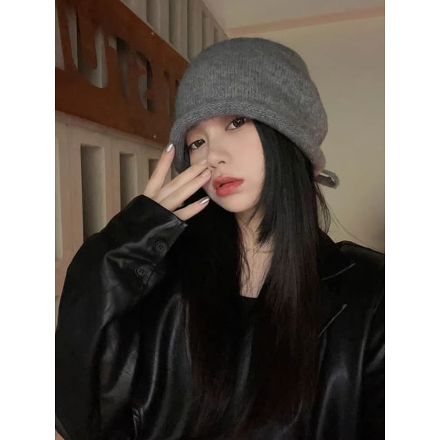 Bowknot Plain Beanie