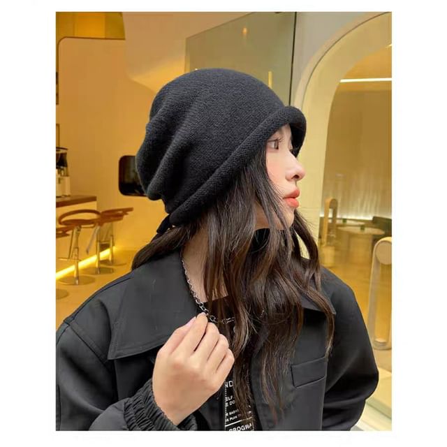 Bowknot Plain Beanie