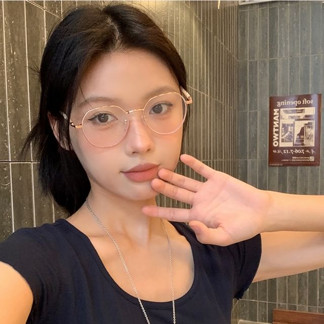 Metal Eyeglasses Round Blocking Frame Blue Light