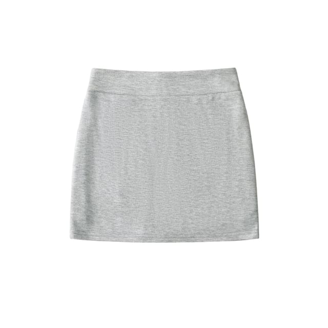 High Waist Solid Mini Pencil Skirt