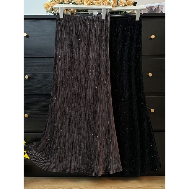 Elastic Waist Sequin Mermaid Maxi Skirt