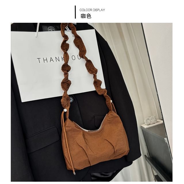 Plain Ruched Strap Crossbody Bag