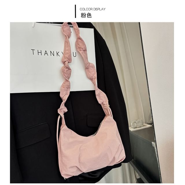 Plain Ruched Strap Crossbody Bag