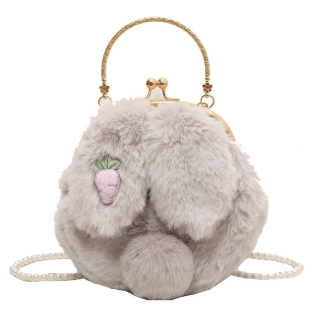Beaded Fluffy Bag Strap Rabbit Crossbody