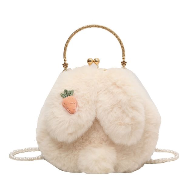 Beaded Fluffy Bag Strap Rabbit Crossbody