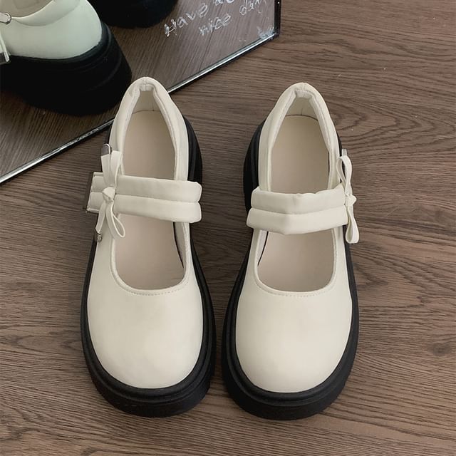 Mary Jane Bow Plain Shoes Platform