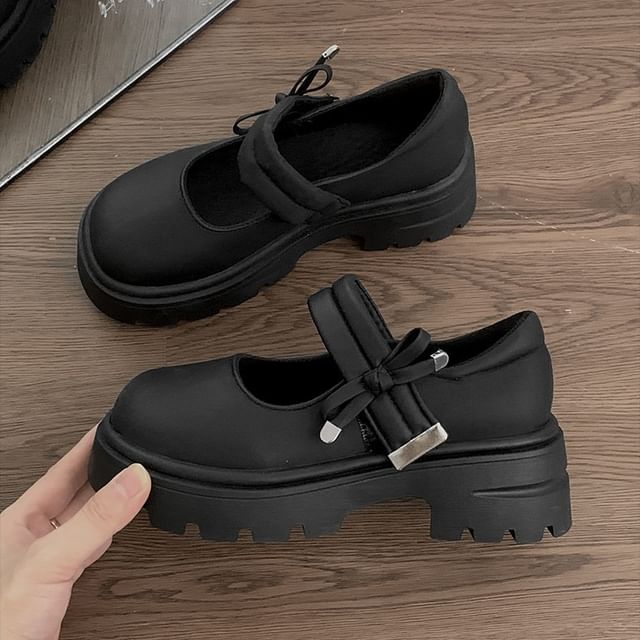 Mary Jane Bow Plain Shoes Platform
