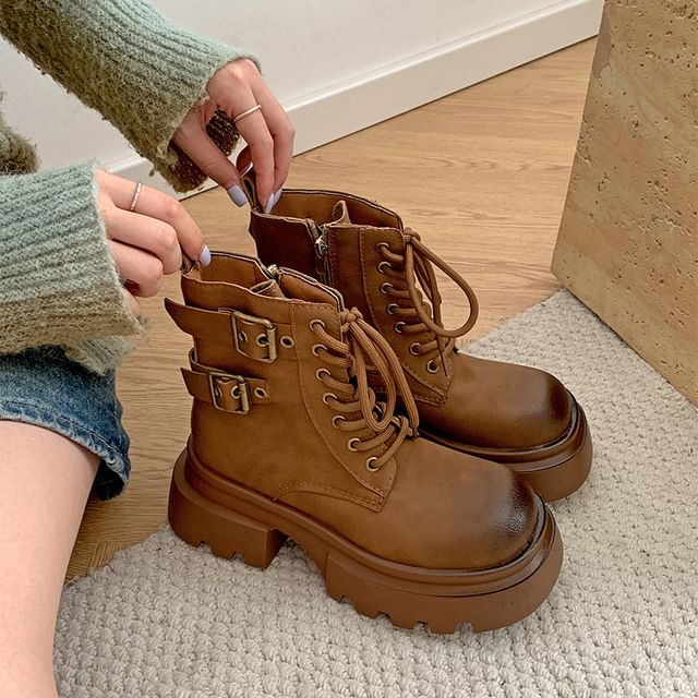 Boots Lace-Up Short Platform