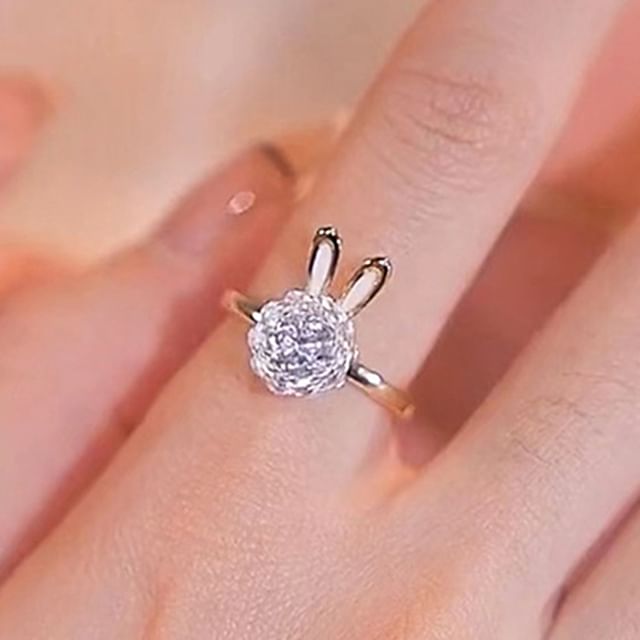 / Pendant Rabbit Open Necklace Rhinestone Alloy Ring