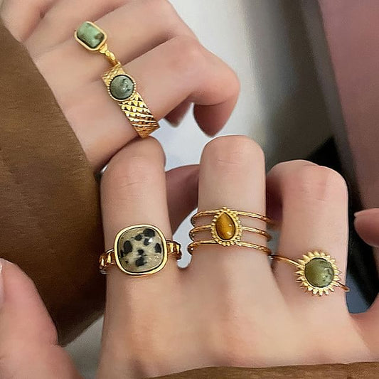 Open Alloy Ring (Various Faux Designs) Turquoise