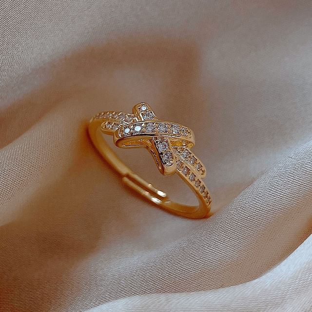 Gemstone Ring Alloy Designs) Faux Rhinestone (Various Open