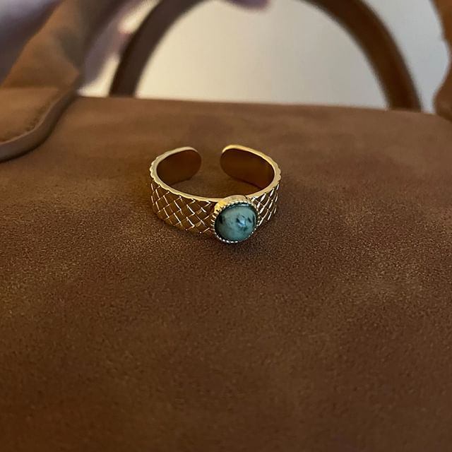 Open Alloy Ring (Various Faux Designs) Turquoise
