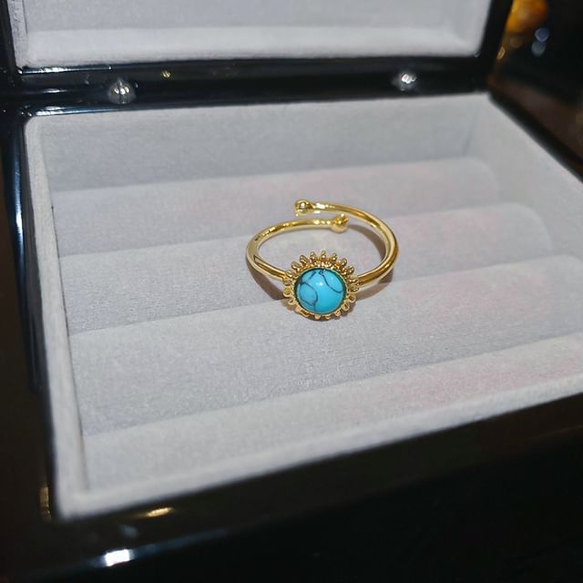 Ring Sun Open Alloy Gemstone Faux