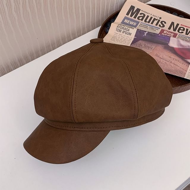 Cap Leather Faux Newsboy